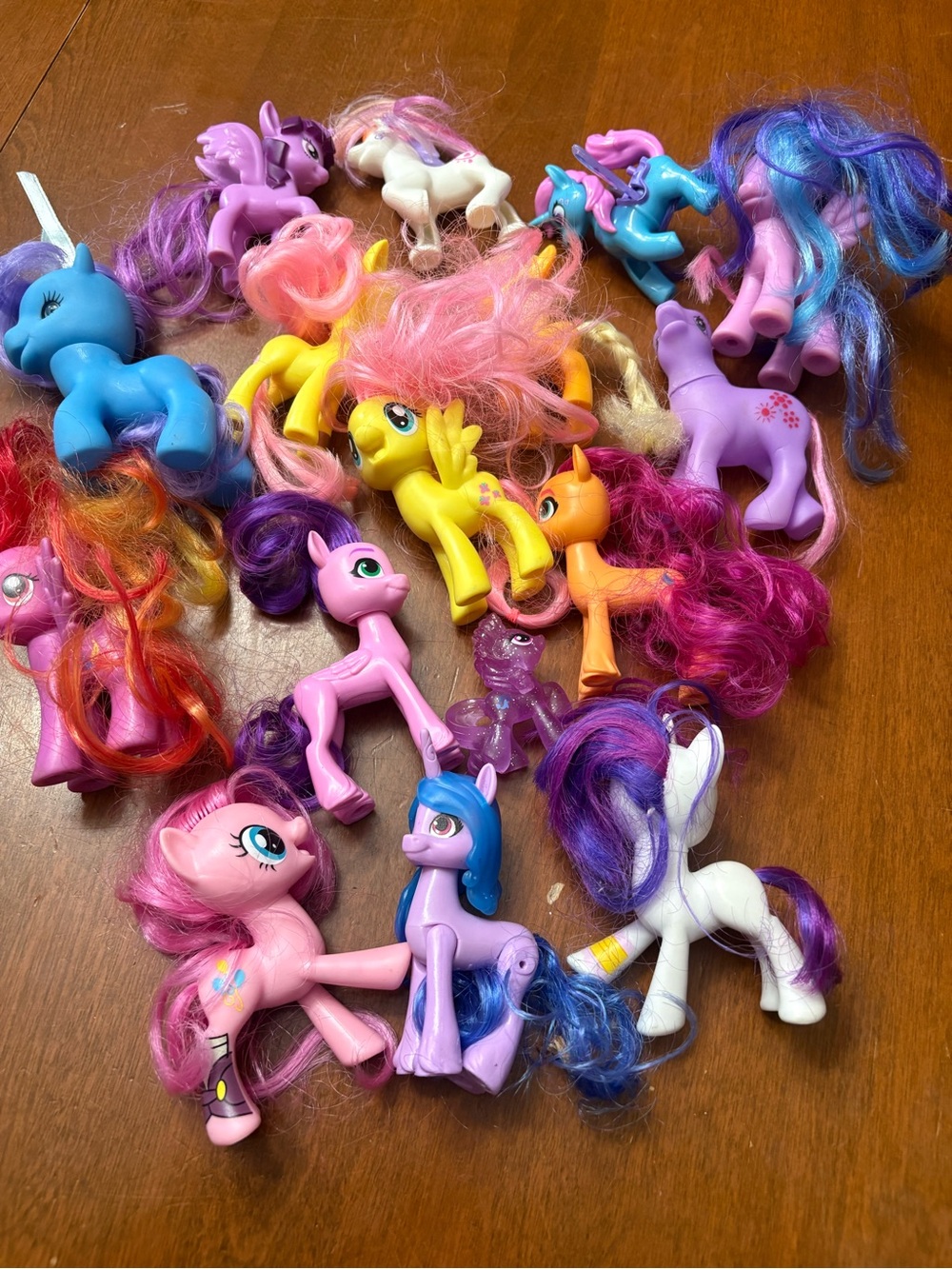 Colorful Kids Pony Toy Set - Pink, Purple, Blue, Yellow & White